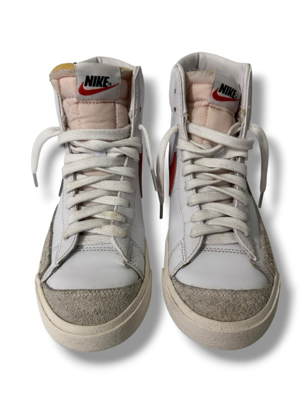 Nike Blazer Mid ’77 Women’s 7 White Orange Leather High Top Retro Sneakers